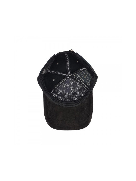 Suede Fashion Hat w/ Black Leather Look Panel