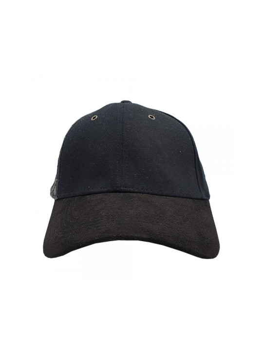 Suede Fashion Hat w/ Black Leather Look Panel