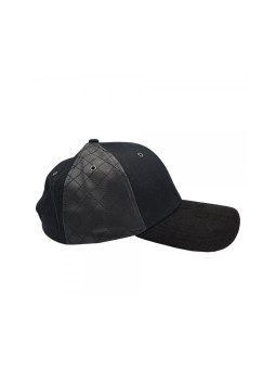 Suede Fashion Hat w/ Black Leather Look Panel