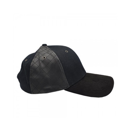 Suede Fashion Hat w/ Black Leather Look Panel