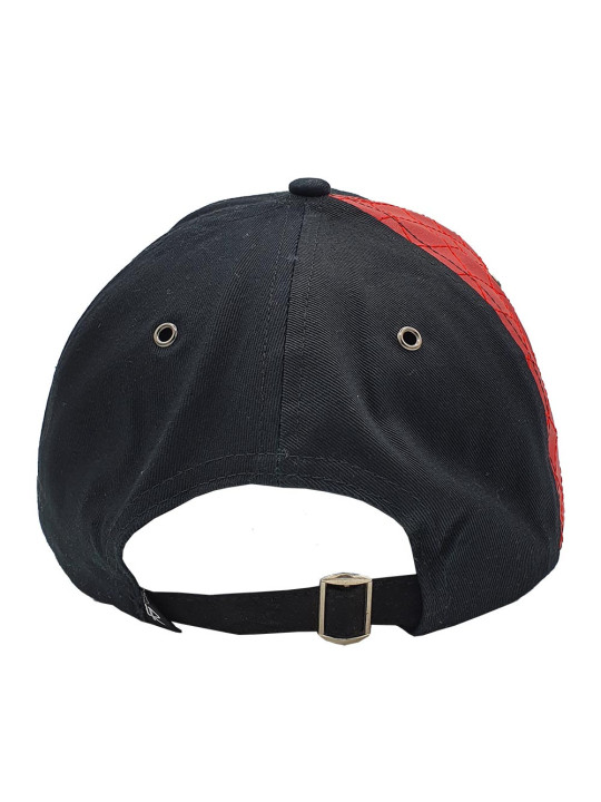 Suede Fashion Hat w/ Red Leather Look Panel