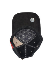 Suede Fashion Hat w/ Red Leather Look Panel
