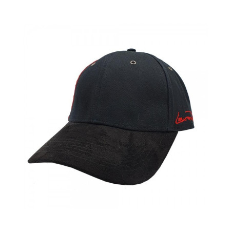 Suede Fashion Hat w/ Red Leather Look Panel