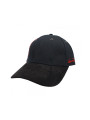Suede Fashion Hat w/ Red Leather Look Panel