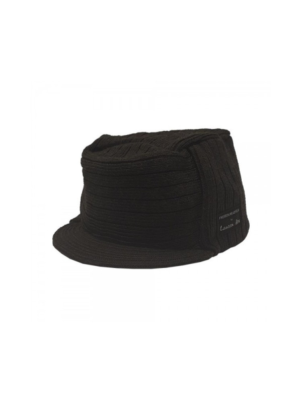 Lauren Rose Military Beanie with Visor - Black