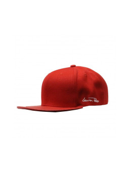 Red Plain Snapback Hat with Leather-look Visor