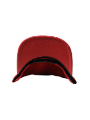 Red Plain Snapback Hat with Leather-look Visor