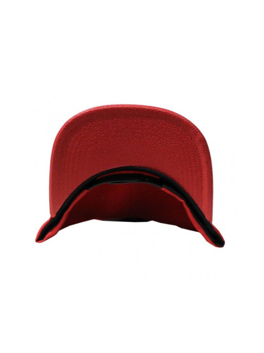 Red Plain Snapback Hat with Leather-look Visor
