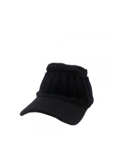 Knitted Beanie with Baseball Visor - Black