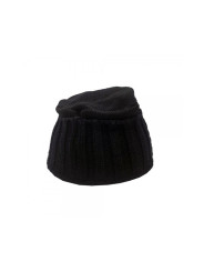 Knitted Beanie with Baseball Visor - Black
