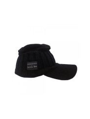 Knitted Beanie with Baseball Visor - Black