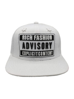Rich Fashion Advisory Snapback Hat - White