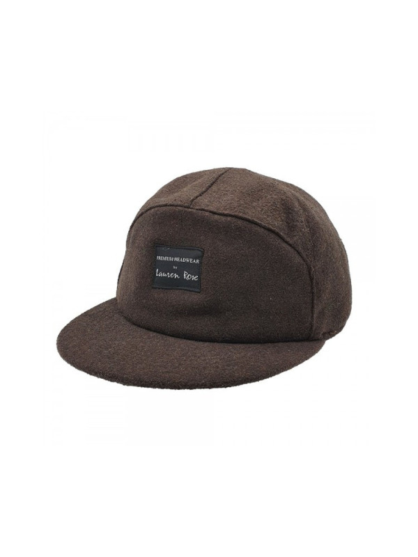 7-panel Short Dog-ears Fitted Cap Brown