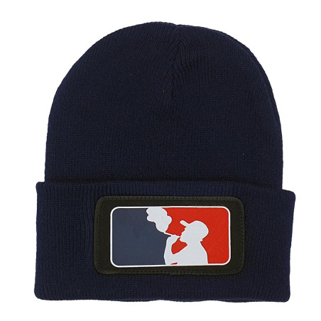 Cuffed Beanie - 420 Smokers Patch - Navy