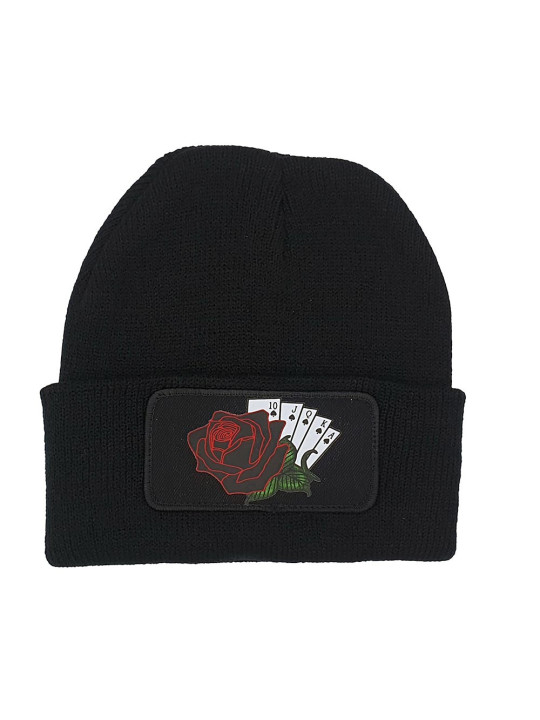Cuffed Beanie - Full House Roses - Black