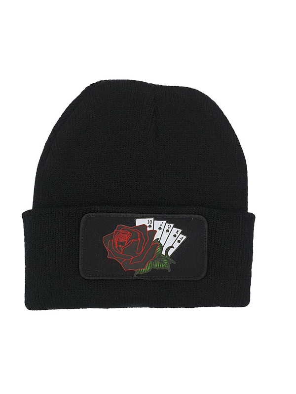 Cuffed Beanie - Full House Roses - Black