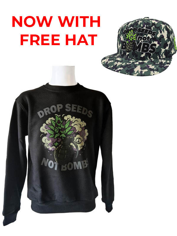 Drop Seeds Not Bombs 420 Crewneck Sweater - Black