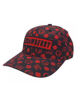 Strawberry Haze Allover Print Snapback Black