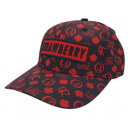 Strawberry Haze Allover Print Snapback Black