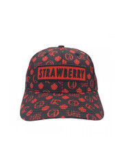 Strawberry Haze Allover Print Snapback Black