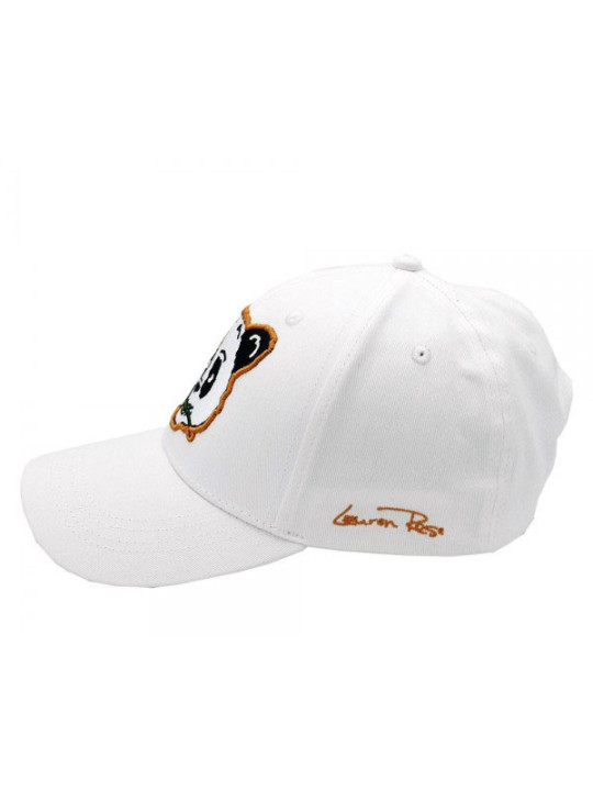 Panda Rose Strapback Hat - White