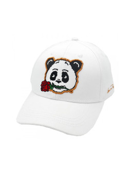 White Snapback with a Panda logo on the front