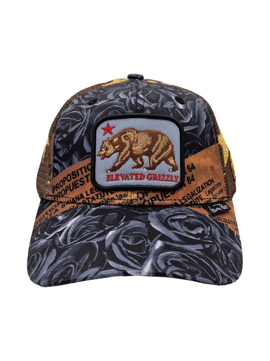 Elevated Grizzly Roses Trucker Snapback Hat