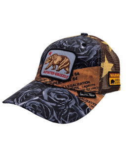 Elevated Grizzly Roses Trucker Snapback Hat