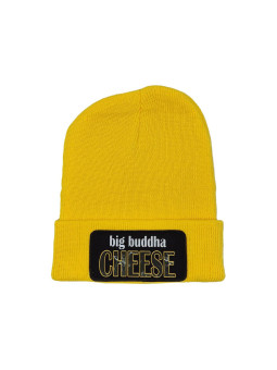 Cuffed Beanie - Big Buddha Cheese Patch - Yellow