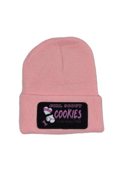 Cuffed Beanie - Girl Scout Cookies Patch - Pink