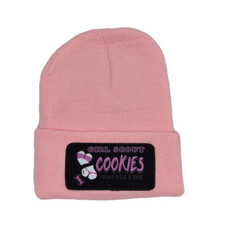 Cuffed Beanie - Girl Scout Cookies Patch - Pink