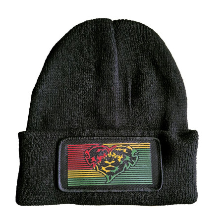 Cuffed Beanie - Lionhearted Rasta Patch - Black
