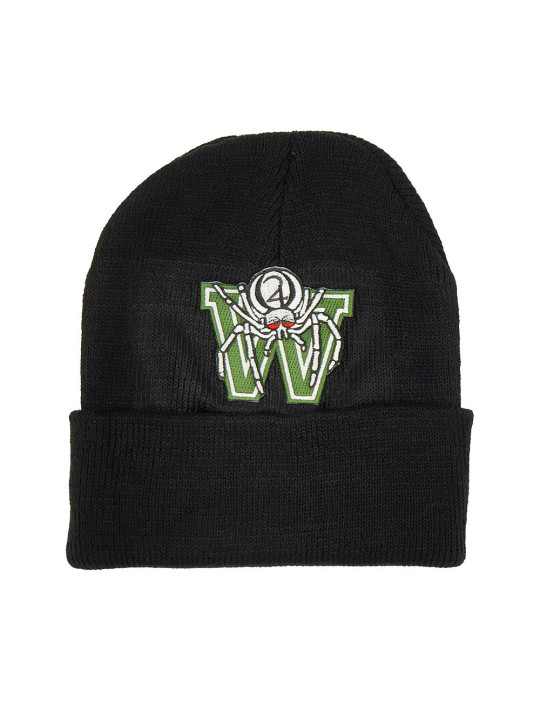 White Widow Embroidery Patch Beanie - Black